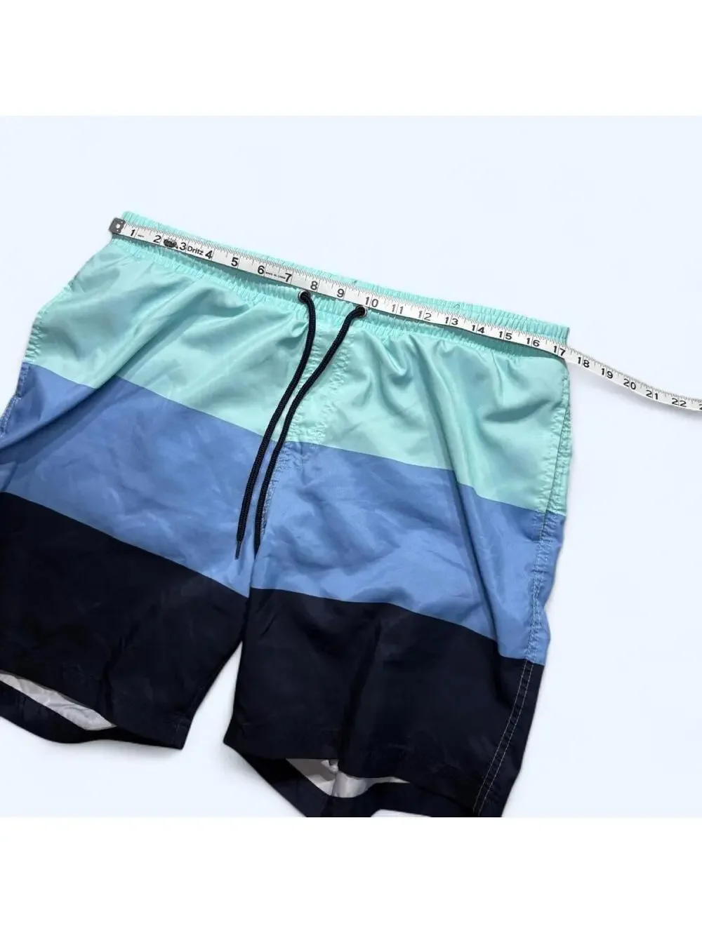 Preppy skater Club Room blue horizontal striped swim shorts